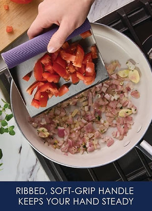 Rachael Ray Tools and Gadgets Stainless Steel Pastry Scraper / Bench Scrape / Kitchen Tool for Baking and Cooking / Dishwasher Safe, Purple