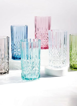 BELLAFORTE Shatterproof Tritan Tall Tumbler, Set of 4, 18oz - Myrtle Beach Glasses Drinking - Unbreakable Plastic Drinking Glasses for Gifting, Parties - BPA Free - Dishwasher Safe - Assorted