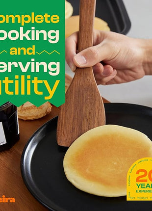 Riveira Teak Wooden Cooking Utensils Set of 3 Natural Teak Wooden Spoons & Spatula, Non-Toxic, Heat-Resistant, Scratch-Free for Non-Stick Cookware