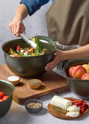 KitchenAid Universal Nesting Plastic Mixing Bowls, Set of 3, 2.5 quart, 3.5 quart, 4.5 quart, Evergreen