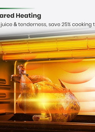 VAL CUCINA Infrared Heating Air Fryer Toaster Oven, Extra Large Countertop Convection Oven 10-in-1 Combo, 6-Slice Toast, Enamel Baking Pan Easy Clean with Recipe Book, Brushed Stainless Steel Finish