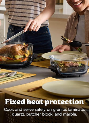 Ninja Crispi 4-in-1 Portable Glass Air Fryer Cooking System, 1500W, 4QT & 6-Cup TempWare Glass Containers with Storage Lids, Microwave, Freezer & Dishwasher Safe, Cyberspace Gray, FN101GY