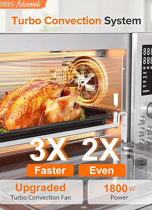 Nuwave Bravo Pro Smart 21QT Toaster Oven Air Fryer Combo, Convection Oven Countertop, 10 functions all in 1, with even & quick crisp technology, 50-450°F, 1800W, Stainless Steel