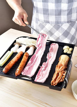 COOKKING - Master Grill Pro, Korean Traditional BBQ Grill Pan - Stovetop Nonstick Indoor/Outdoor Smokeless BBQ Cast Aluminum Grill Pan (MasterGrill Pro)