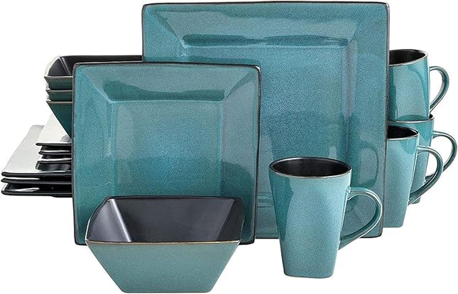 Gibson Elite Kiesling 16 Piece Dinnerware Set, Turquoise
