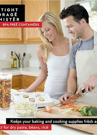 DWËLLZA KITCHEN Pasta Storage Containers for Pantry - Set of 2 White Airtight Spaghetti Container Storage - Ideal for Spaghetti & Noodles, Kitchen Pantry Organization and Storage, Keeps Food Fresh