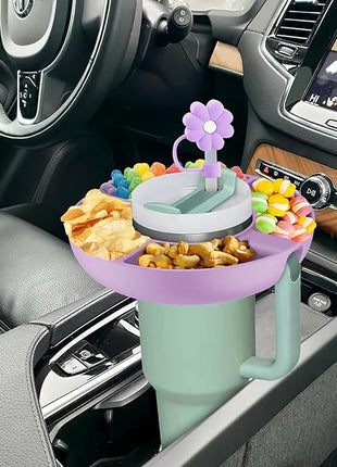 Snack Bowl for Stanley Cup 40 oz with Handle-Perfectly Compatible with Stanley Quencher H2.0 Tumbler 40 oz with Handle, Reusable Silicone Snack Tray, Stanley cup accessories (Orchid Snack Bowl)