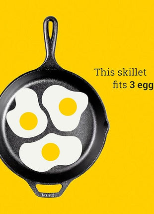 Lodge 10.25 Inch Cast Iron Skillet – Pre-Seasoned Frying Pan with Teardrop Handle – Oven, Stovetop, Grill & Campfire Use – Made in USA – Durable, Non-Toxic, Even-Heating Cookware – Black
