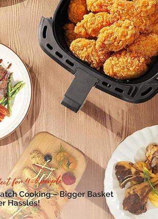 8.5QT Air Fryer, View Window, Multifunctional Large Family Size Capacity for 4-8 People, Stainless Steel Square Basket, 10-in-1 Smart Digital Presets for Air frying, Bake, Roast, Reheat