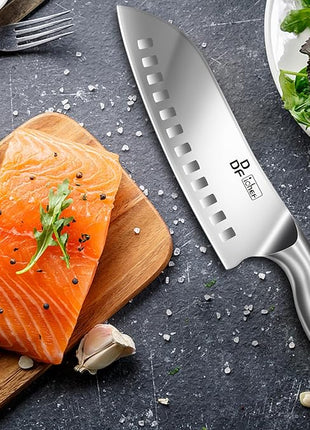 DDF iohEF Kitchen Knife, Chef's Knife In Japanese Stainless Steel Professional Santoku Cooking Knife, 7 Inch Non-slip Ultra Sharp Knife with Ergonomic Handle