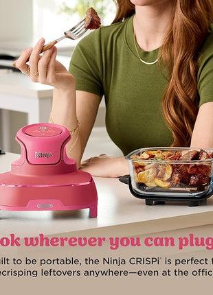Ninja | Air Fryer | Crispi 4-in-1 Portable Cooking System | 4QT & 6 Cup Glass Containers, Crisper Plates & Storage Lids Included | Microwave, Freezer & Dishwasher Safe | Cherry Crush | FN101DR