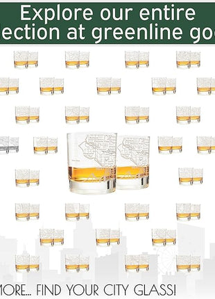 Greenline Goods Whiskey Glasses - 10 Oz Tumbler Set for Seattle lovers, Etched with Seattle Map | Old Fashioned Rocks Glass - Set of 2
