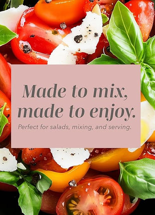 COOK WITH COLOR Mixing Bowls with Lids - 12 Piece Plastic Nesting Bowls Set includes 6 Prep Bowls and 6 Lids, Diamond Design - Microwave Safe, Pink