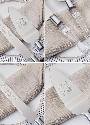 AW BRIDAL Personalized Wedding Cake Knife, Cake Cutting Set 2-Piece Dessert Set for Party Wedding Anniversary Bridal Shower Gifts for Couples//DK001CPP121//