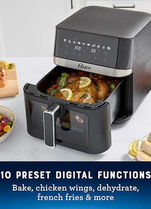 Oster 6 Quart Digital Air Fryer with Window, Large Capacity Airfryer for Easy Cooking
