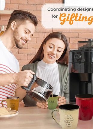 Christian Art Gifts Saddle Tan Stoneware Coffee Mug – 13 oz. Microwave and Dishwasher-safe Lead-free Inspirational Scripture Coffee and Tea Mug for Men & Women with Bible Verse: Trust – Psalms 91:2