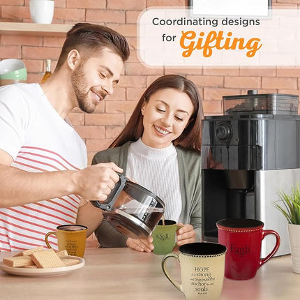 Christian Art Gifts Saddle Tan Stoneware Coffee Mug – 13 oz. Microwave and Dishwasher-safe Lead-free Inspirational Scripture Coffee and Tea Mug for Men & Women with Bible Verse: Trust – Psalms 91:2