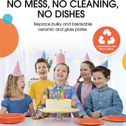 Exquisite Party Solids Orange Plastic Plates For Party Supplies 10" Orange Disposable Plates Heavy Duty 50 Pcs Plastic Dinnerware Sets Heavy Duty 350 GSM Disposable Dinnerware Set