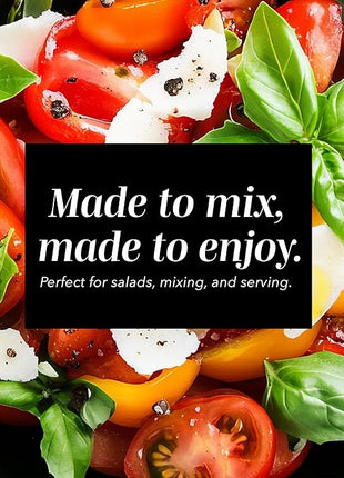 COOK WITH COLOR Mixing Bowls with Lids - 12 Piece Plastic Nesting Bowls Set includes 6 Prep Bowls and 6 Lids, Non Slip Bottom and Embossed Design - Microwave Safe (Black)