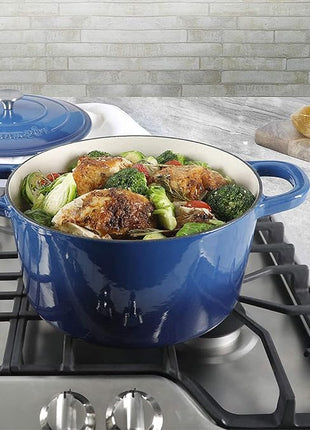 Crock-Pot Artisan Round Enameled Cast Iron Dutch Oven, 7-Quart, Sapphire Blue