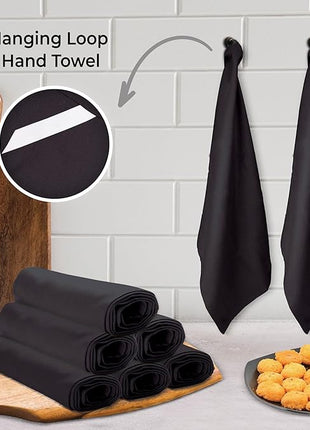 Urban Villa Kitchen Towels Set of 6 Halloween Dish Towels for Kitchen 100% Cotton Black Color Dish Cloths 20''X30'' Multi-Purpose Kitchen Hand Towels Highly Absorbent Kitchen Towels with Hanging Loop