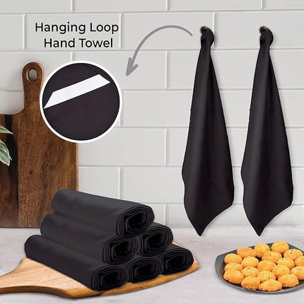 Urban Villa Kitchen Towels Set of 6 Halloween Dish Towels for Kitchen 100% Cotton Black Color Dish Cloths 20''X30'' Multi-Purpose Kitchen Hand Towels Highly Absorbent Kitchen Towels with Hanging Loop
