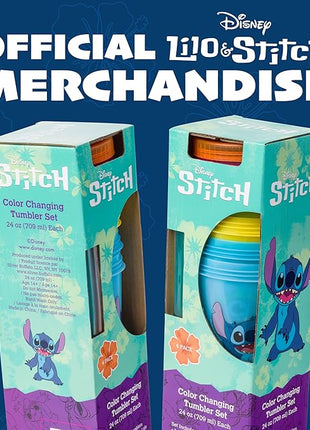 Silver Buffalo Disney Lilo and Stitch Tropical Poses 4 Pack Color Change Plastic Tumbler, 24 Ounces
