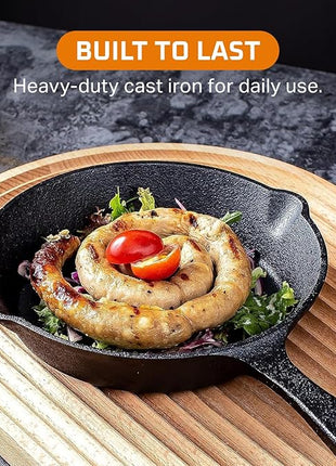 Bruntmor 6, 7.5, 10 Inches Black Pre-Seasoned Cast Iron Frying Pan Set of 3, Oven Safe Cast Iron Skillet, Cast Iron Grill Pan Set, Nonstick Cookware and Bakeware for Casserole Dish