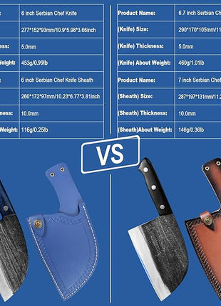 XYJ Authentic Since 1986,Ancient Forged Butcher Knives,Serbian Chef Knife With Sheath,Chinese Vegetable Meat Knives For Kitchen Camping Outdoor,Full Tang (6 inch)