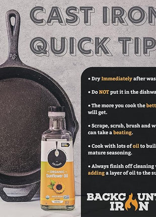 Backcountry Iron 10-1/4 Inch Round Medium Pre-Seasoned Cast Iron Skillet