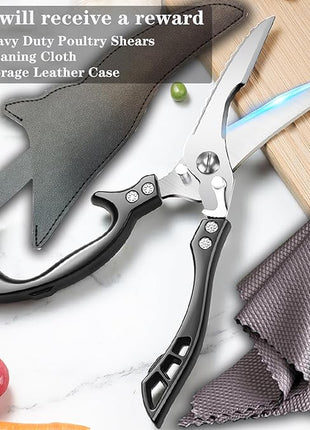 ANDONG Heavy Duty Kitchen Scissors, Professional Poultry Shears, Cooking Utensils, Black