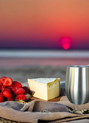 CHILLOUT LIFE 12 oz Stainless Steel Wine Tumbler with Lid - Double Wall Vacuum Insulated Wine Cup Glass Keeping Cold & Hot for Coffee, Champagne, Cocktails, Ice Cream - Dishwasher Safe Finish