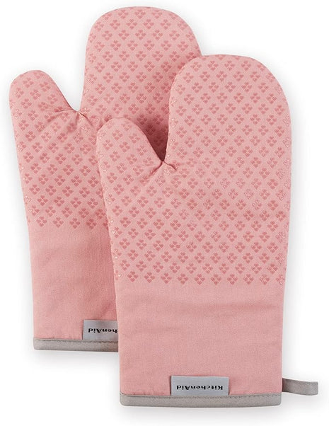 KitchenAid Asteroid Oven Mitt Set, 7"x12.5", Dried Rose, 2 Piece