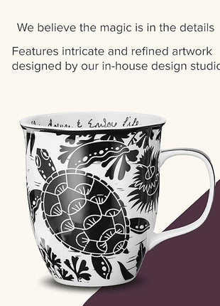 Karma Gifts 16 oz Black and White Boho Mug Sea Turtle - Cute Coffee and Tea Mug - Ceramic Coffee Mugs for Women and Men, 1 Count (Pack of 1)