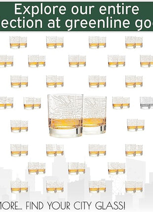 Greenline Goods Whiskey Glasses - 10 Oz Tumbler Gift Set for Portland lovers, Etched with Portland Map Old Fashioned Rocks Glass - Set of 2