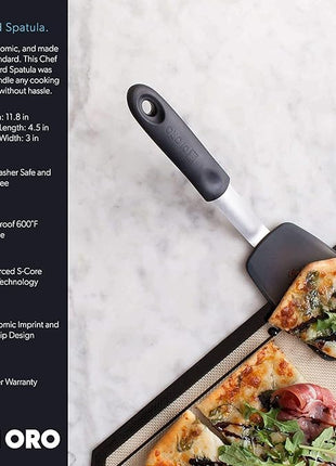 DI ORO Silicone Turner Spatula Set - Kitchen Spatulas for Nonstick Cookware - Flexible & Thin Flippers for Eggs & Pancakes - 600°F Heat-Resistant & BPA Free Cooking Utensils (2pc, Black)