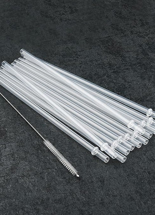 ALINK 12-Pack Reusable Hard Plastic Clear Straws, 10.5 inch Long Tumbler Straws for 16 OZ 20 OZ 30 OZ Stanley, YETI, Starbucks Tumblers with Cleaning Brush