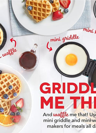 DASH Mini Maker 3-Pack Gift Set, Mini Waffle Maker + Mini Heart-Shaped Waffle Maker + Mini Maker Griddle