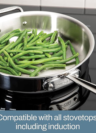 All-Clad D5 Brushed 5 Ply Stainless Steel Cookware Set 10 Piece w/ Frying Pans, Pots and Pans Set, Induction, Oven Broiler Safe 600F, Silver