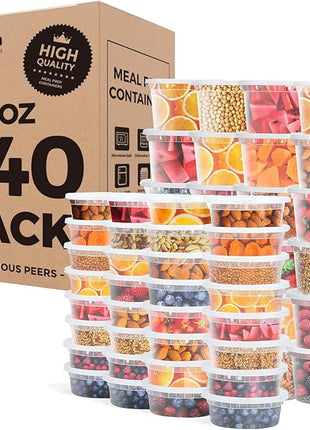 Glotoch Express 8oz & 16oz Combo Pack Food Containers with Lids, BPA-Free Plastic Deli Cups, Leakproof, Microwave/Freezer/Dishwasher Safe, 240 Pack