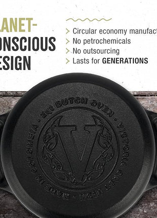 Victoria 2-Quart Cast Iron Dutch Oven with Lid and Dual Handles, Seasoned with Flaxseed Oil, Made in Colombia