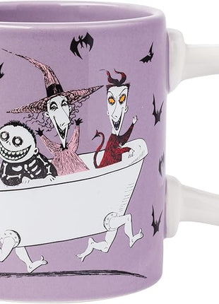 Silver Buffalo Disney Nightmare Before Christmas Featuring Lock, Shock, and Barrel Tub 3D Sculpted Handle Ceramic Mug, 20 Ounces