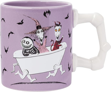 Silver Buffalo Disney Nightmare Before Christmas Featuring Lock, Shock, and Barrel Tub 3D Sculpted Handle Ceramic Mug, 20 Ounces