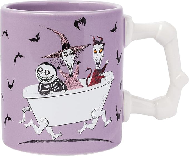 Silver Buffalo Disney Nightmare Before Christmas Featuring Lock, Shock, and Barrel Tub 3D Sculpted Handle Ceramic Mug, 20 Ounces