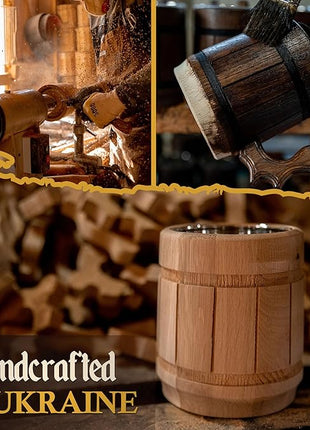 MFC Beer Mug 10 OZ - Coffee Mug - Beer stein - Wooden beer mug - Stainless Steel Cup - Handmade Gifts for Men - Fathers Day, Christmas or Birthday Gift Idea - Men Mug - Classic Brown