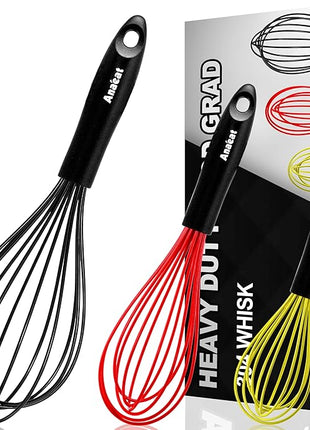 Anaeat Silicone Balloon Whisk, Perfect for Non-Stick Cookware, Milk and Egg Beater Blender, Heat Resistant Kitchen Whisks for Whisking, Cooking, Baking, Beating, Frothing & Stirring (Multicolor)