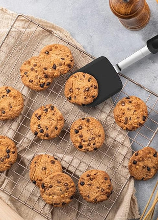 Silicone Spatula Turner Set of 2, GEEKHOM 600°F Heat Resistant Flexible Kitchen Small Spatulas Set for Nonstick Cookware, Cooking Utensils Non Scratch or Melting Flipper,Ideal for Egg,Pancake Baking