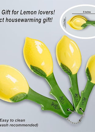 Lemon Ceramic Spoons Set: Lemon Shaped Measuring Spoons: 1 Tablespoon, 1 Teaspoon, 1/2 Teaspoon and 1/4 Teaspoon