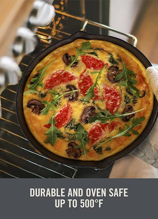 Zakarian by Dash 9.5 Inch Small Nonstick Cast Iron Skillet, Titanium Ceramic Coated Frying Pan, Grey