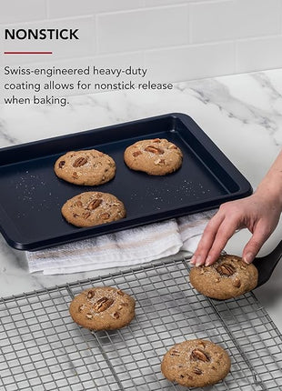 KitchenAid 9x13in Nonstick Aluminized Steel Baking Sheet, Ink Blue